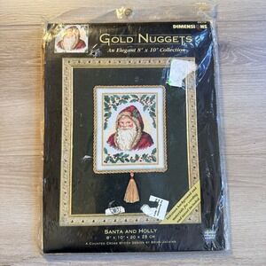 Santa and Holly‎ Dimensions Counted Cross Stitch Kit Christmas Vintage 2002